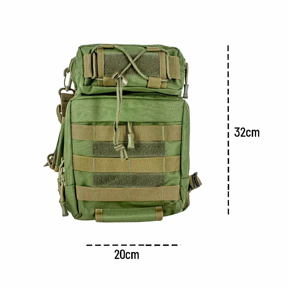 [GD] Tactical Chest Pack with 3 Compartments, Velcro Straps and USB Cable Slot, Variety of Colors / LML-2065 / 2065