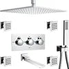 Solid Brass Square Rainfall  Bathroom Shower System Ceiling Mounted Rain Shower Faucet Set