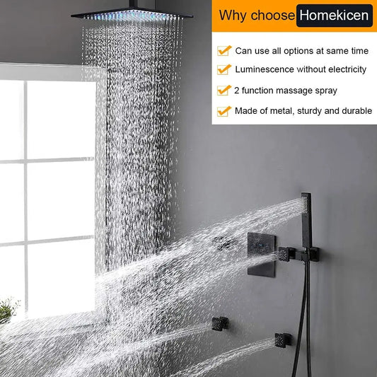 Shower Fixtures Ceiling Mounted Rainfall  Shower System With Jets