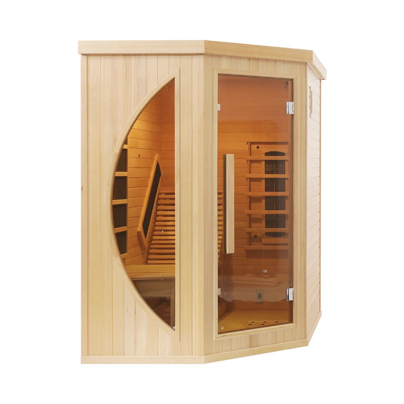 Infrared Portable Sauna with Lounger Hemlock Wood Infrared Sauna for 1 Person Size