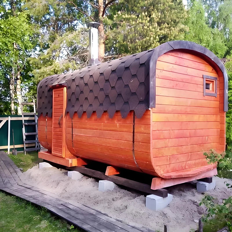 Traditional Red Cedar 6-8-Person Modern Outdoor Cube Sauna Room Solid Wood Wet Steam Electric Oxygen Ionizer Plug Powered Villas