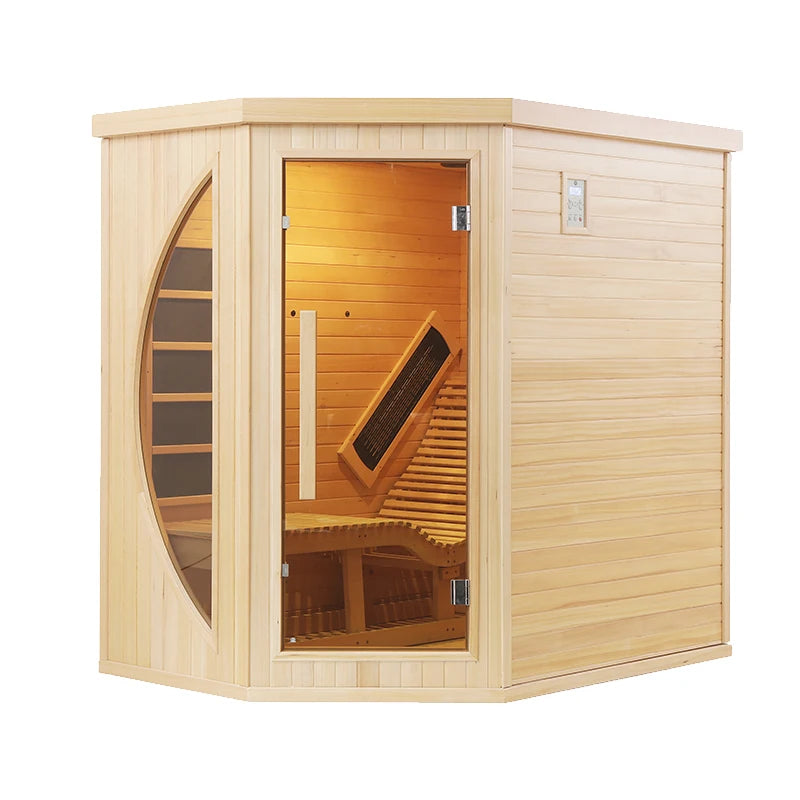 Infrared Portable Sauna with Lounger Hemlock Wood Infrared Sauna for 1 Person Size