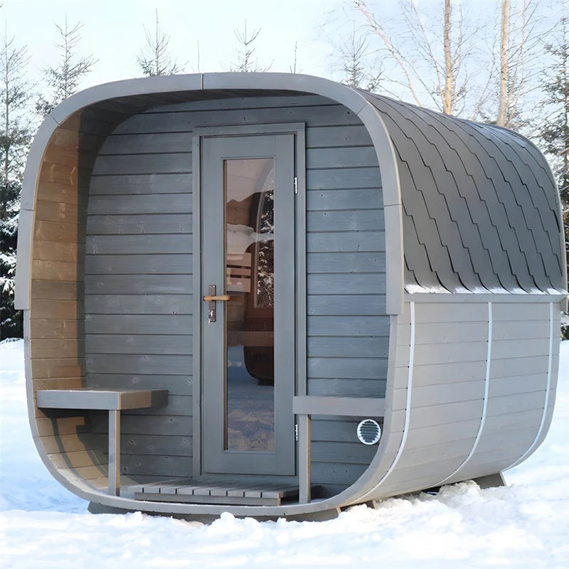 Traditional Red Cedar 6-8-Person Modern Outdoor Cube Sauna Room Solid Wood Wet Steam Electric Oxygen Ionizer Plug Powered Villas