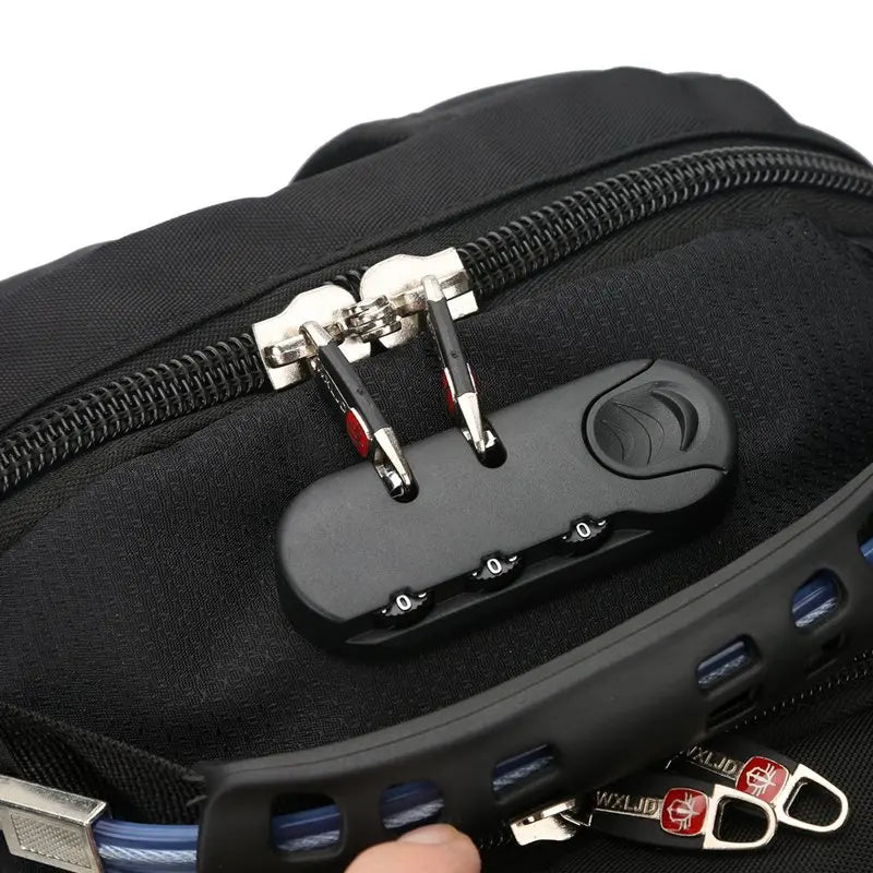 Outdoor Business Unisex Laptop Backpack Waterproof 1680 D Hard Handle Password Lock 17 Large Capacity Reflective Strap Travel