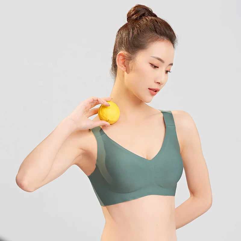 New Design Solid Color Smooth Non-Trace Bra Wholesale Soft Comfortable Woman Seamless Wireless Jelly Bra