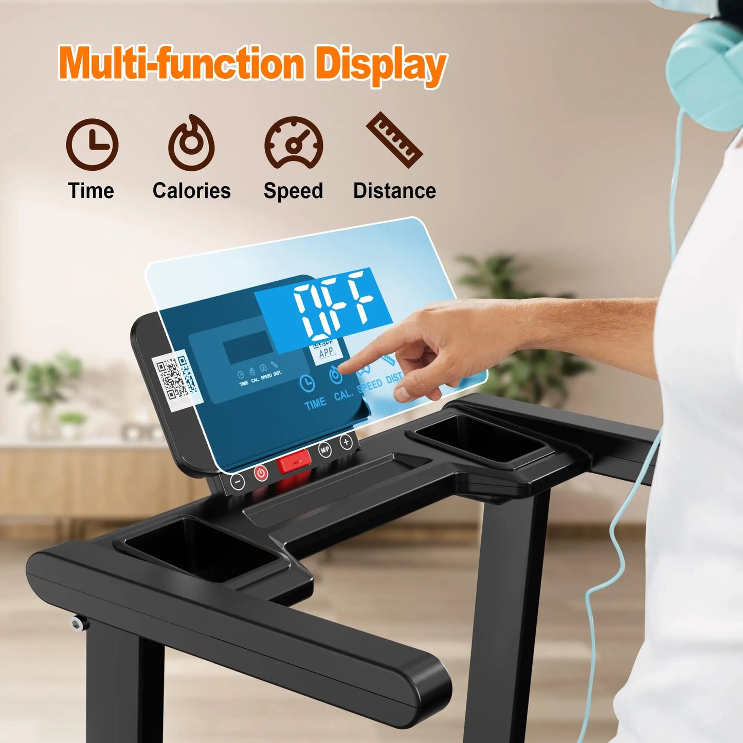 Folding Treadmill with Handles Treadmills for Home 2.5HP Foldable Treadmills 300 LBS Capacity Walking Pad with Handle Bar