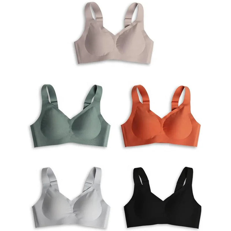 New Design Solid Color Smooth Non-Trace Bra Wholesale Soft Comfortable Woman Seamless Wireless Jelly Bra