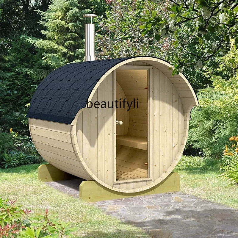 Outdoor sauna room Household outdoor log barrel steam room Customized wet steam