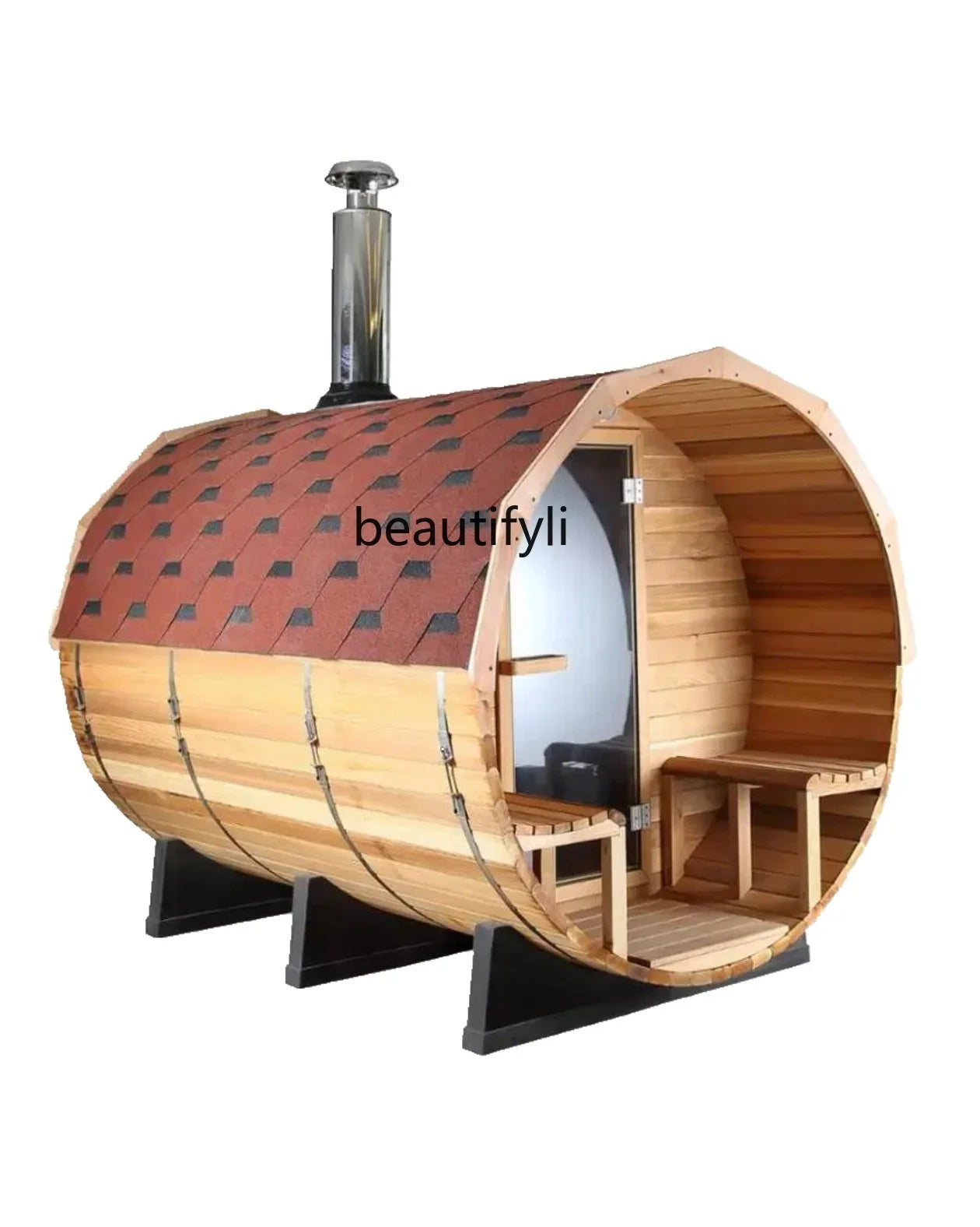 Outdoor sauna room Household outdoor log barrel steam room Customized wet steam
