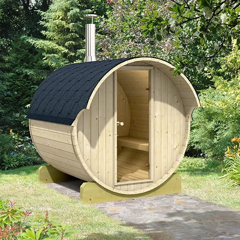 Outdoor sauna room Household outdoor log barrel steam room Customized wet steam