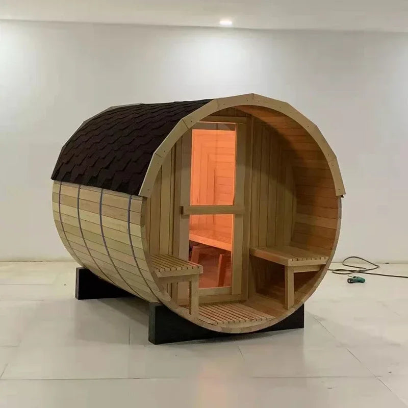 Outdoor sauna room Household outdoor log barrel steam room Customized wet steam